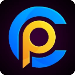 โลโก้ค่ายเกมรูปตัวอักษร P ในวงกลมสีฟ้าบนพื้นดำ